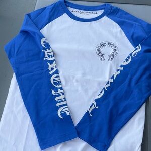 Chrome Hearts Blue and White Men's Shirt